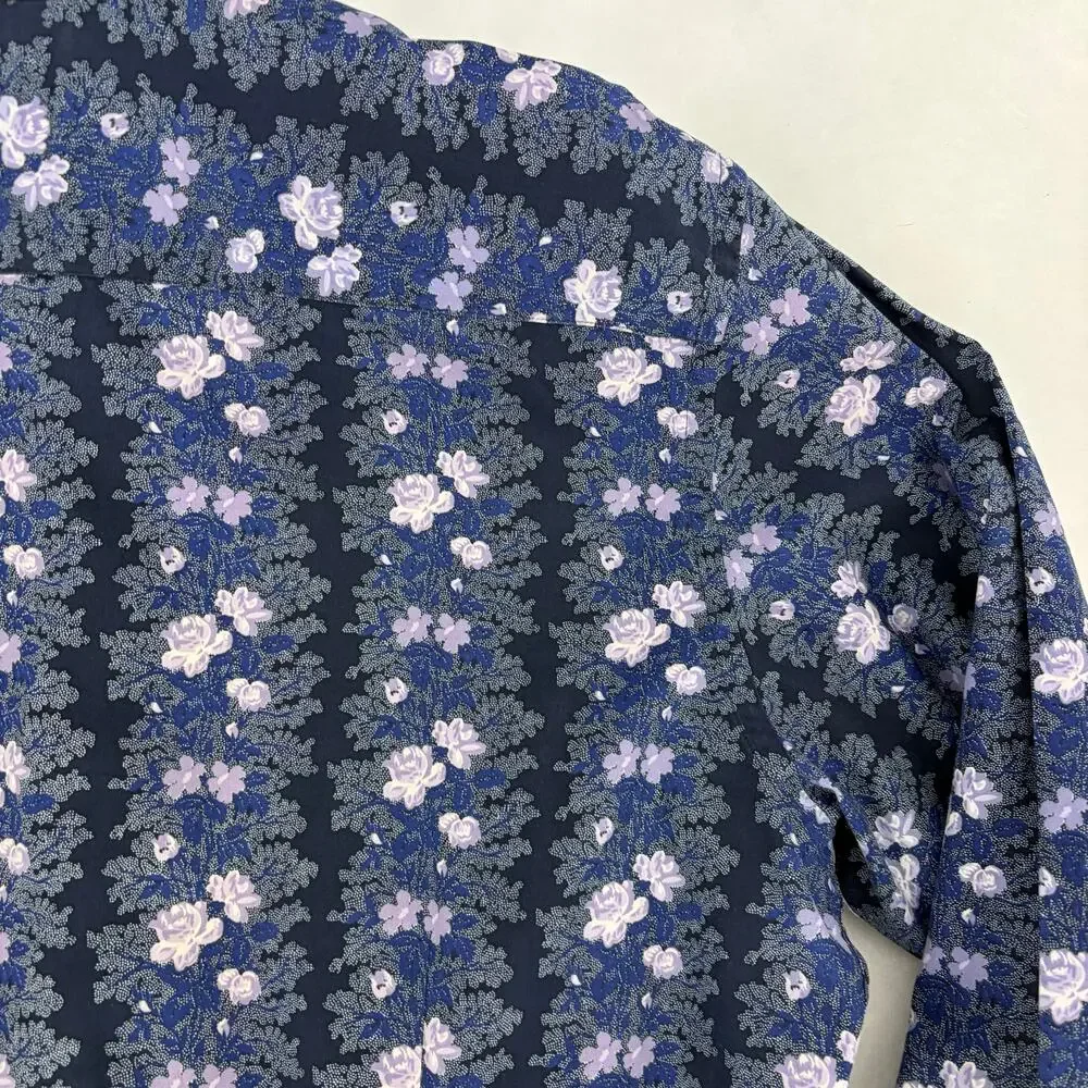 Banana Republic XL Men's Blue Floral Striped Long Sleeve Button-Up Shirt
